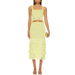 SAYLOR Yellow Fringe Dress